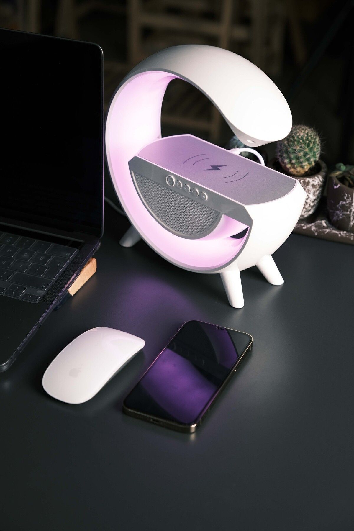 G Bluetooth Hoparlör Kablosuz Şarj Özellikli Masa Lambası Speaker Wireless Şarj 3