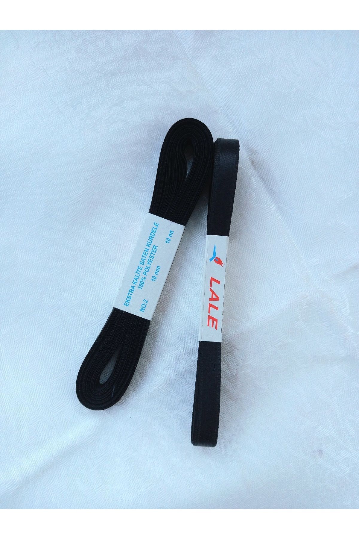 1 Cm Satin Ribbon Black 1 Ball Seten Ribbon ( 10 Meters )