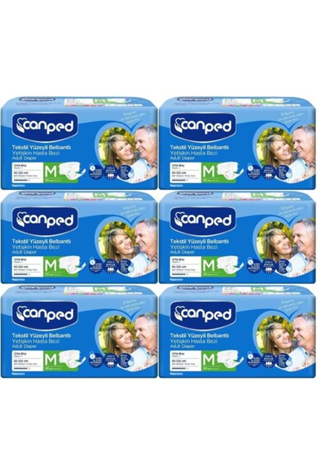 STD Canped Hasta Bezi Yetişkin Bel Bantlı Tekstil Yüzey M-Orta Boy 180 Adet (6PK*30) ( TEKLİDİR )
