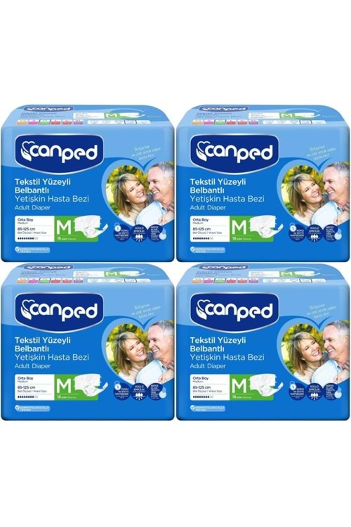 Canped Hasta Bezi Yetişkin Bel Bantlı Tekstil Yüzey M-Orta Boy 72 (4PK*18) (