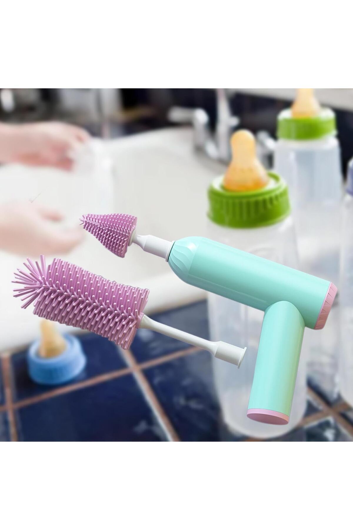Fillikutum Şişe ve Biberon Temizleme Fırçası Çok Fonksiyonlu Otomatik Temizleme Seti Elektrikli Şişe Fırçası fotoğrafı 7 (önizleme)