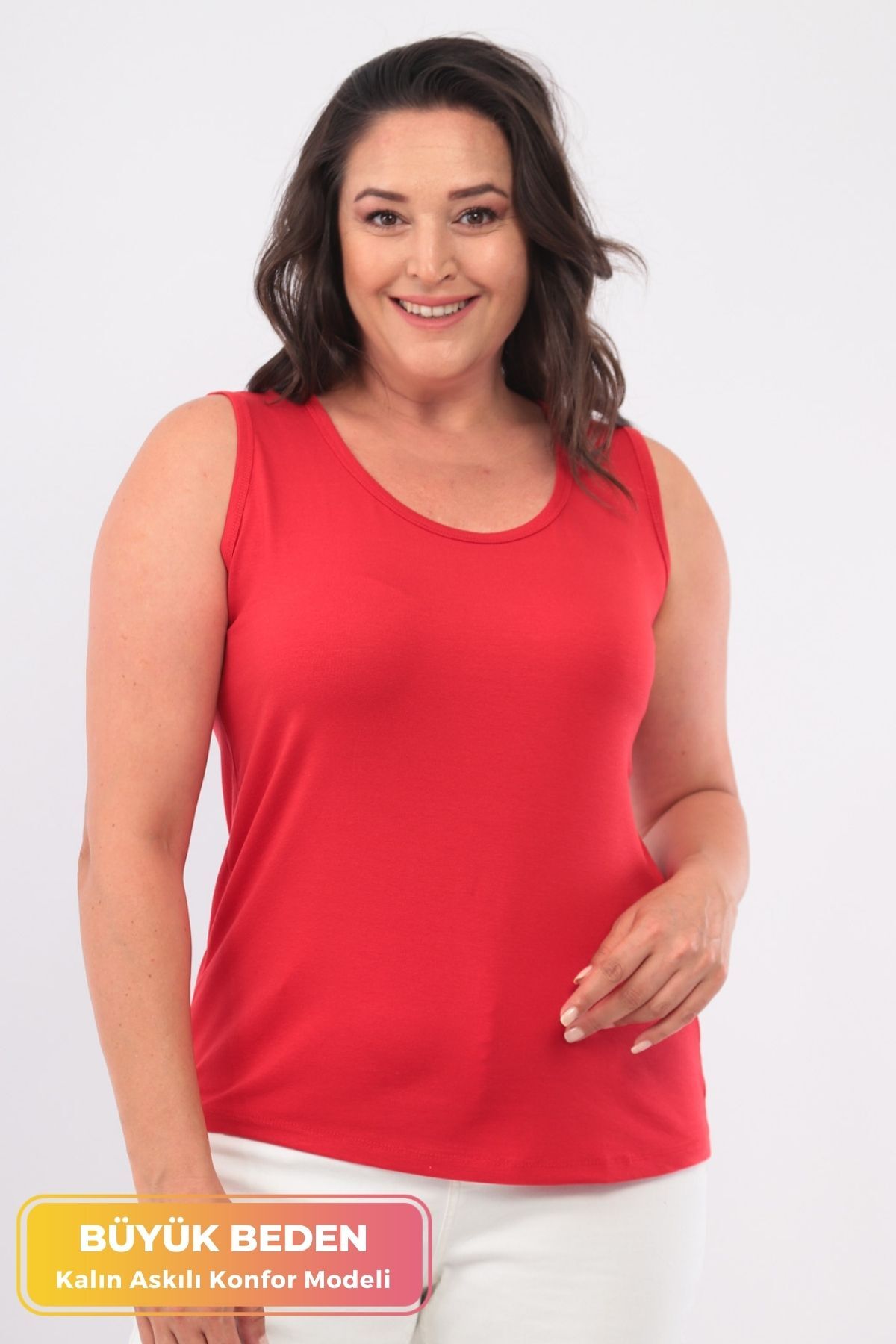 Plus Size Thick Strap Lycra Comfort Model Sleeveless 4 Seasons Sports And Casual Combed Cotton Singlet Blouse