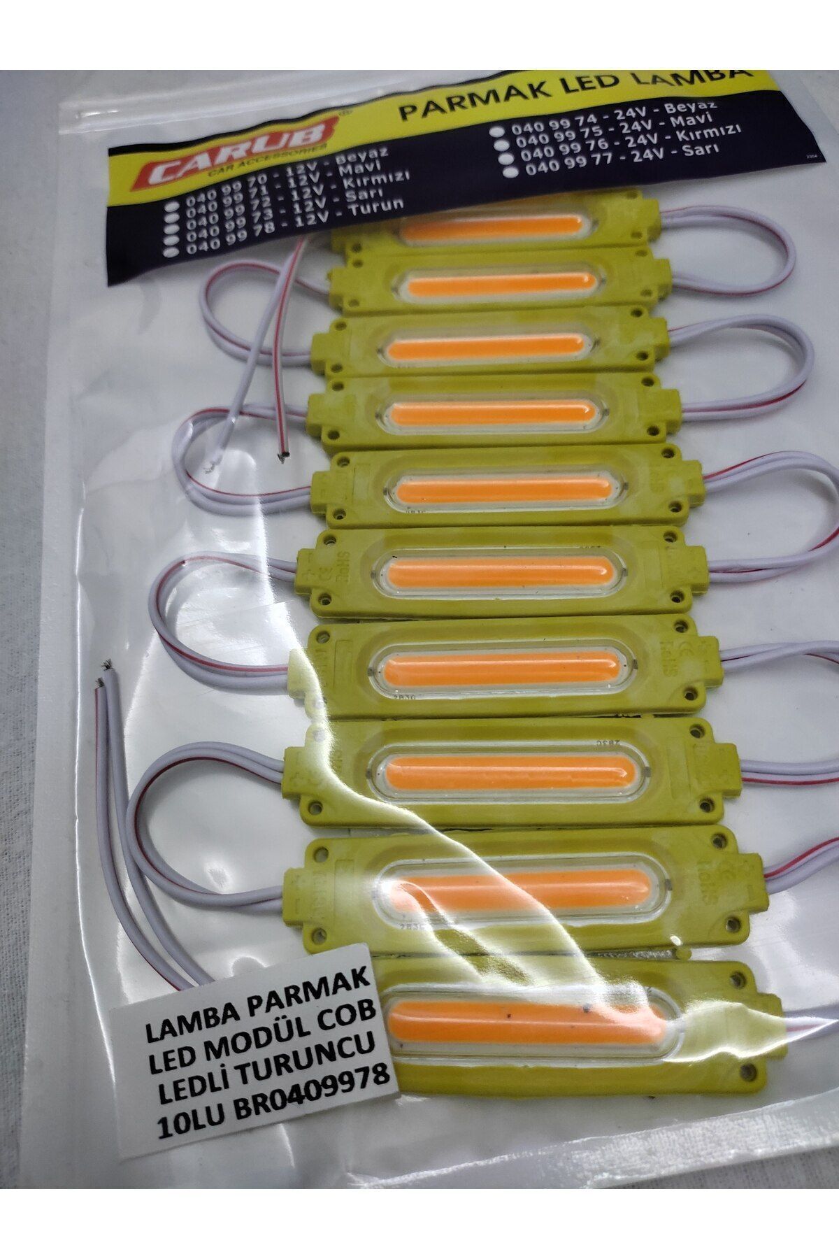 Parmak Led Modül COB Ledli (TURUNCU) SU GEÇİRMEZ (12 V)(10 aDET) - 1