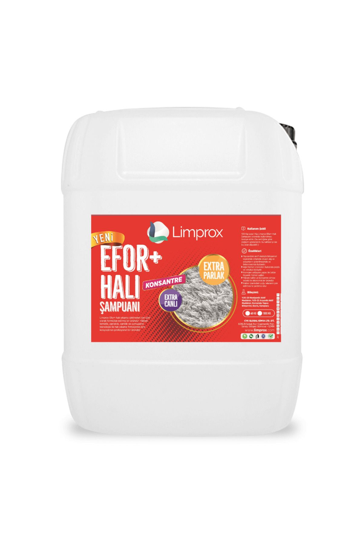 Limprox Efor+ Halı Yıkama Şampuanı İlacı | 30 Litre Parlak Canlı ve Yumuşak Halılar