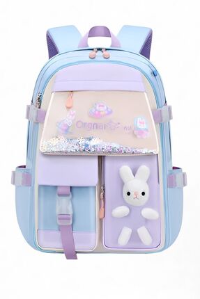 roys joys Kız Çocuk Okul Çantası Tavşanlı Kore Tarzı Glowy Mavi