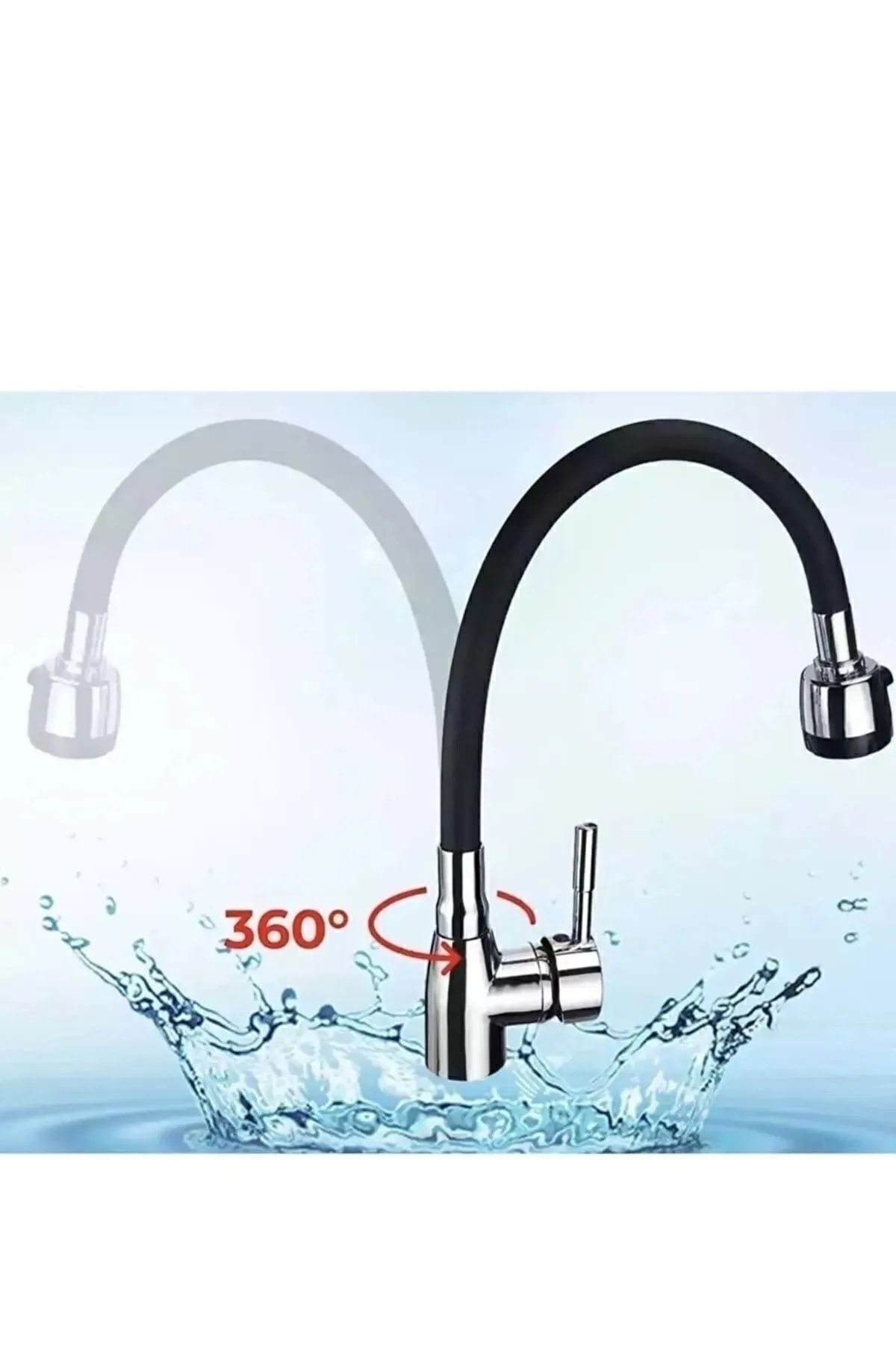VSA-Mix Swan Kitchen Sink Faucet with Spiral Hose 2 Function Faucet Hot Cold Inlet 6