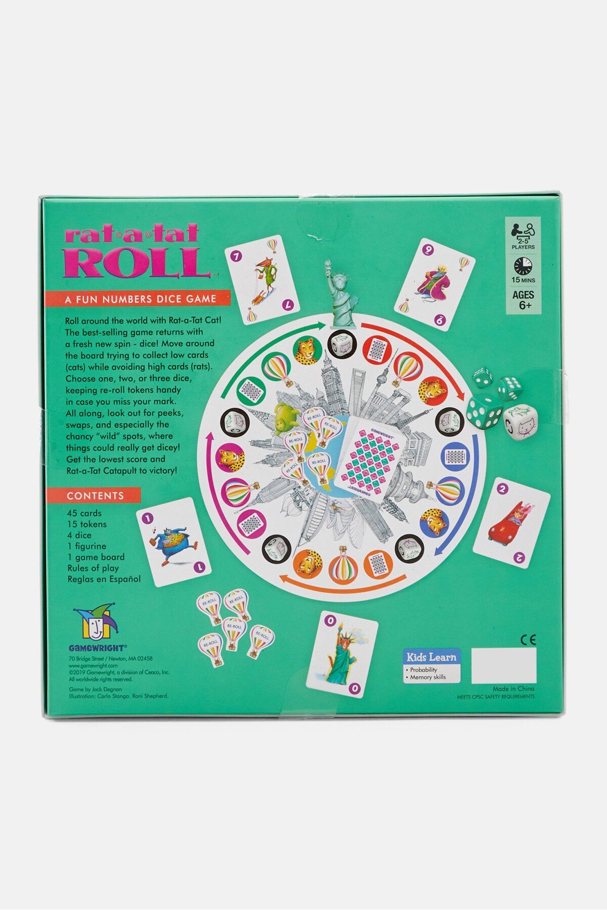 Gamewright-Rat A Tat Roll A Fun Numbers Dice Game, White Combo 2