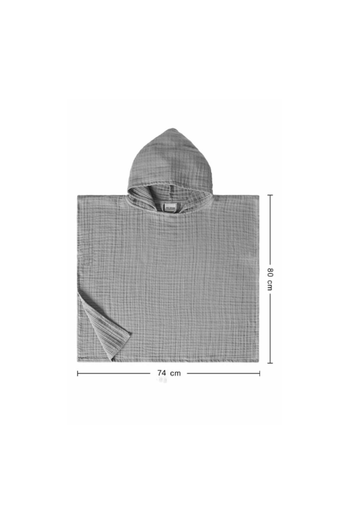 Denizli Concept-Grau Juno Musselin Poncho - 74x80 Cm 2