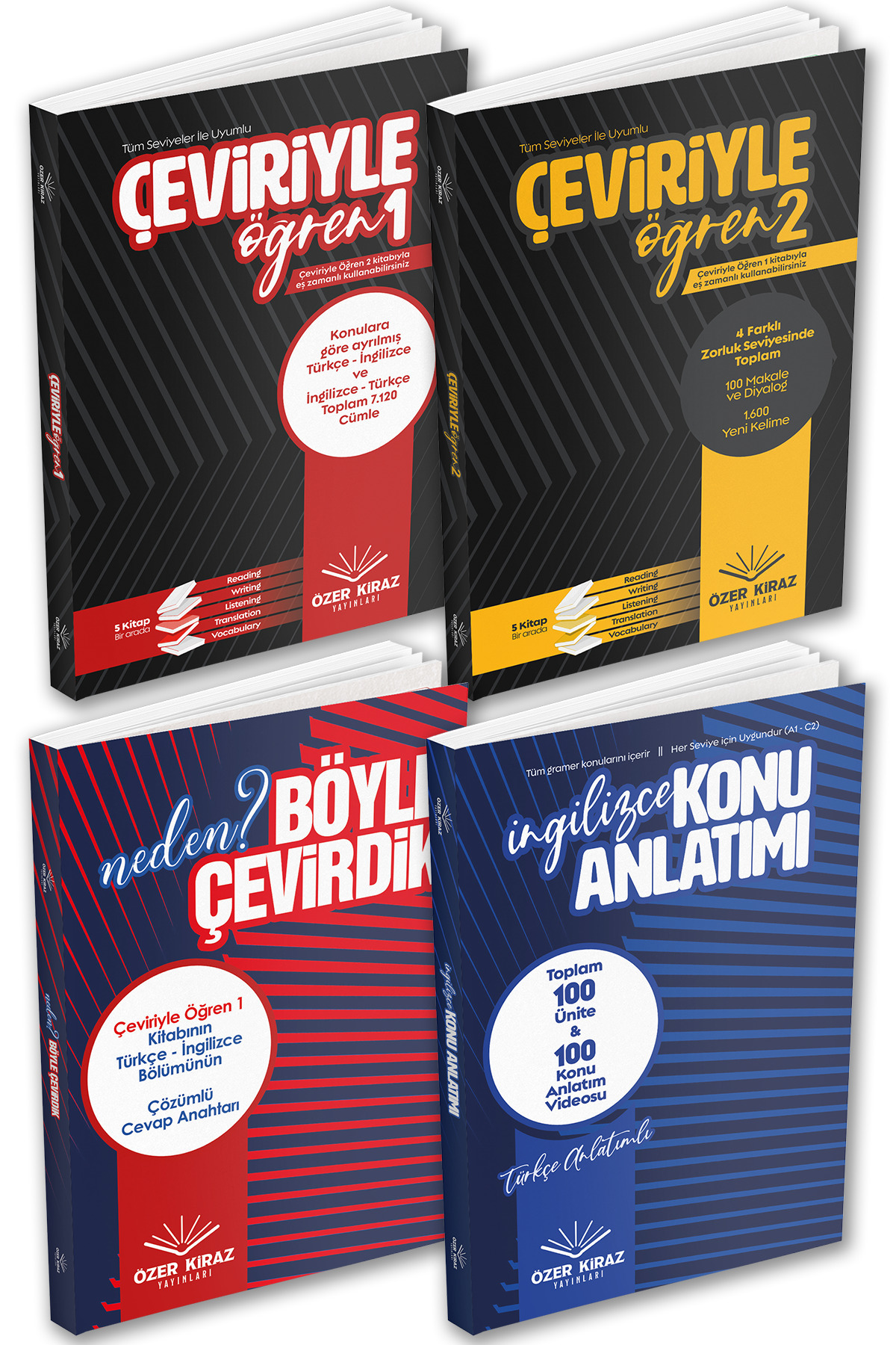 Özer Kiraz Yayınları 4 Kitaplı ve Video Destekli Genel İngilizce