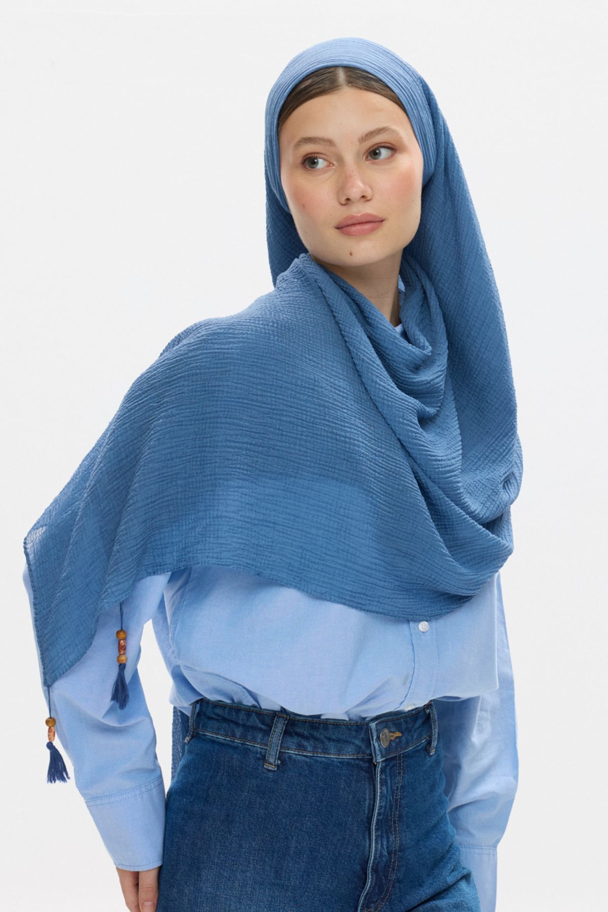 FENZA SCARF شال نخی منگوله دار فریا موسلین