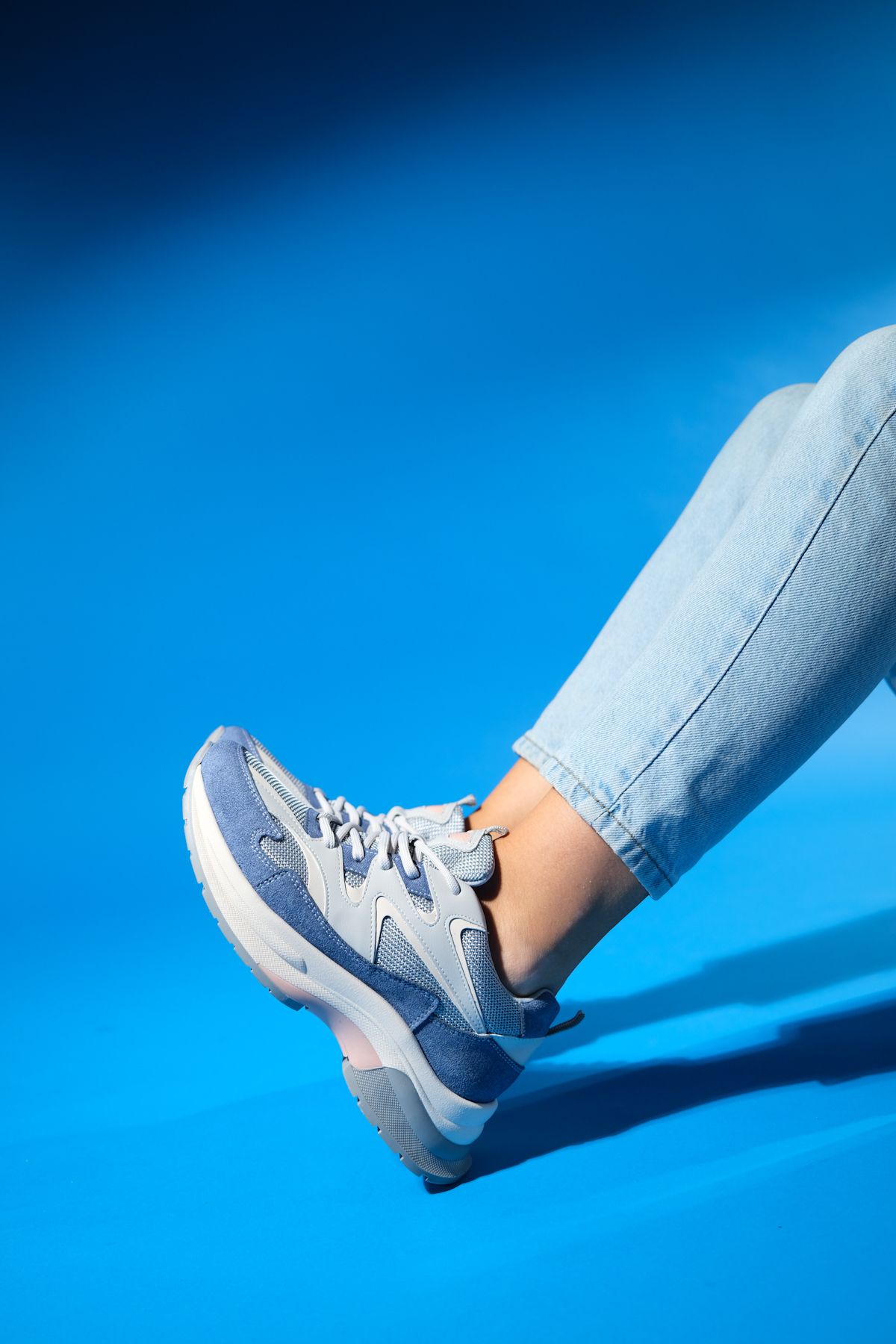اسنیکر آبی زنانه Buren Blue Gri از دست رفته شرط بندی اسپوررهای پایه Snneakers luvishoes