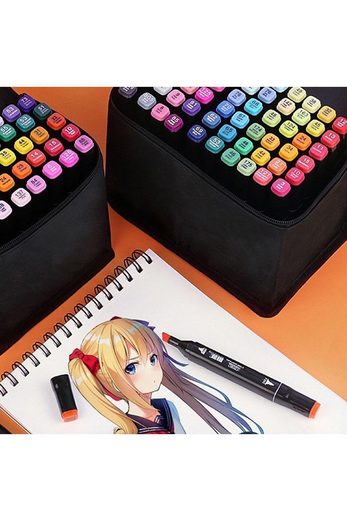120’li Çift Uçlu Touch Marker Art Tasarım Kalem Seti Çanta Taşınabilir - 6