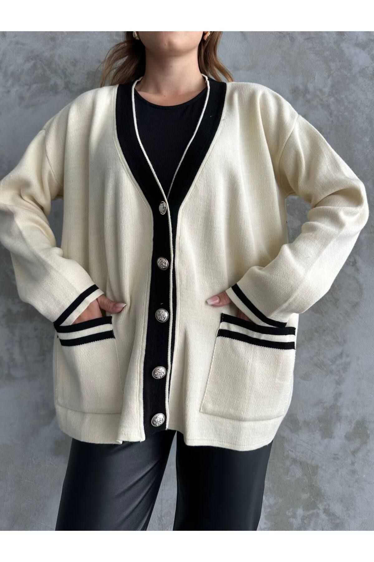 ZF BUTİK-Strick-Cardigan – Streifendetail 4