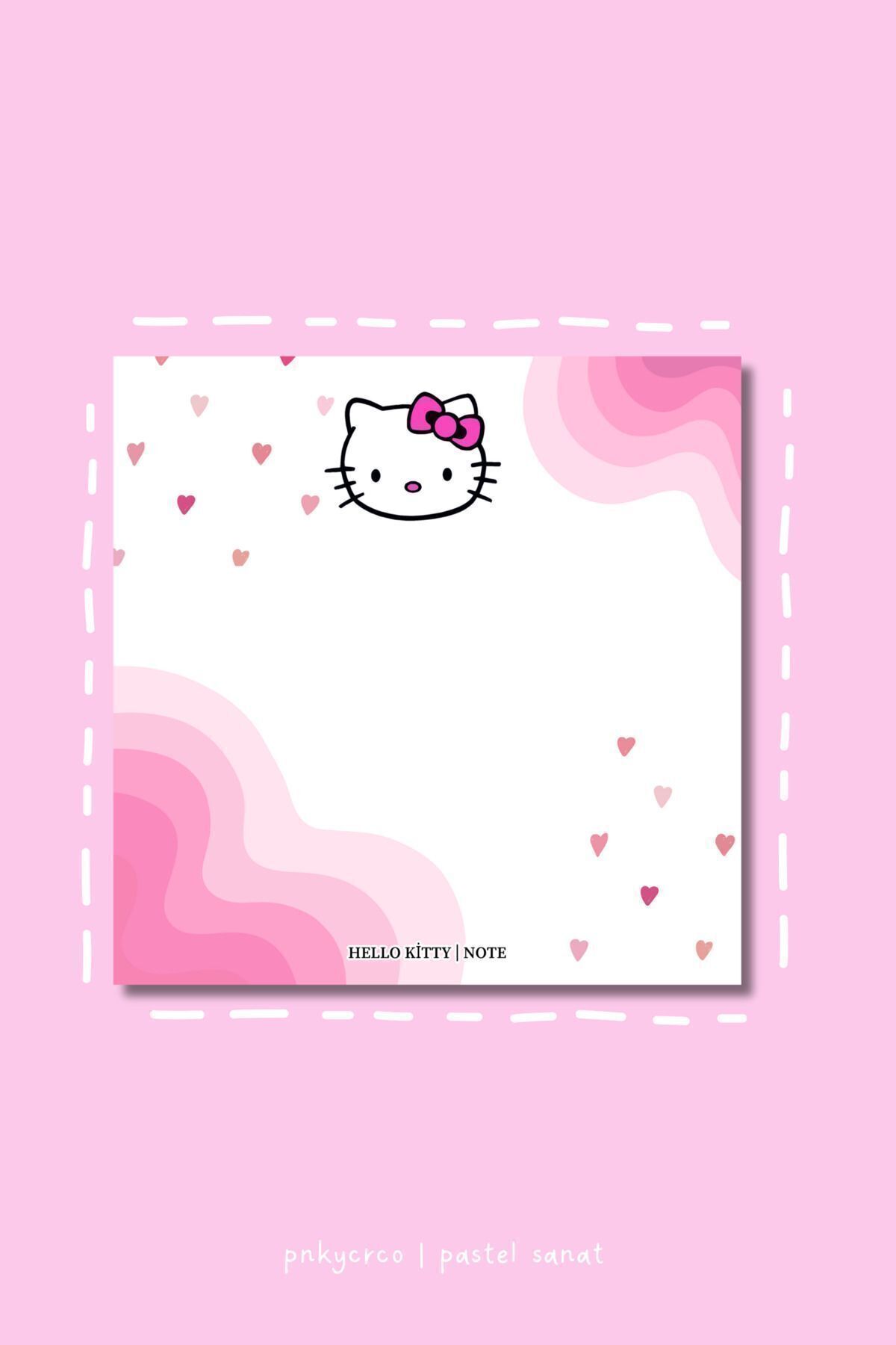 pnkycrco 10x10 cm Hello Kitty | Pink Not Kağıdı Bloknot Not Defteri Sınava Hazırlık Memopad