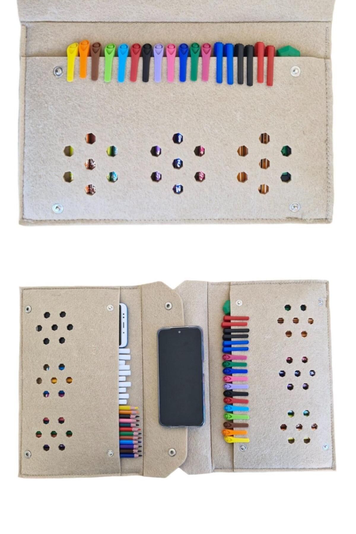 FDF STORE-Practical 10 Color Tablet Crayons - Felt School Pen Holder Bag, Multi-Purpose Notebook Book Organizer 6