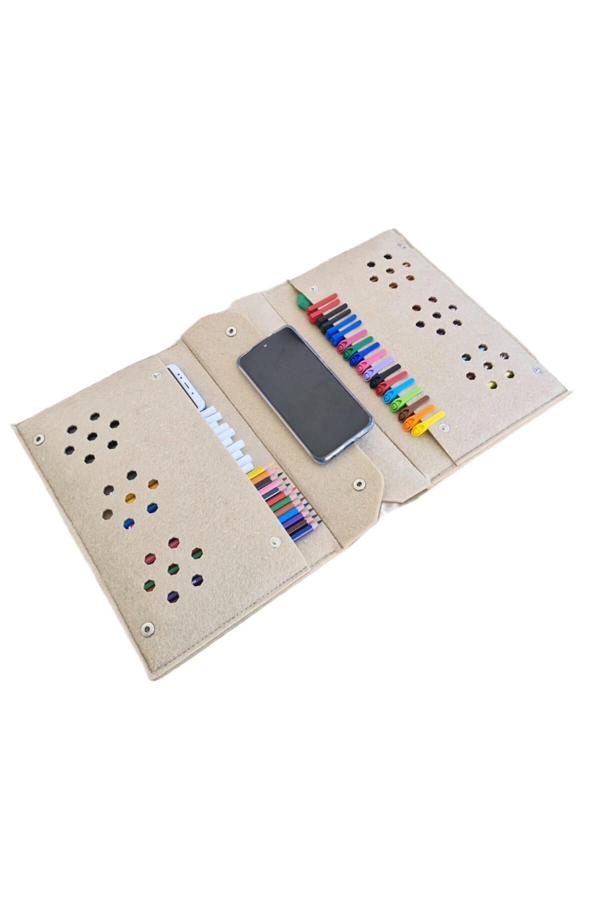 FDF STORE-Practical 10 Color Tablet Crayons - Felt School Pen Holder Bag, Multi-Purpose Notebook Book Organizer 4