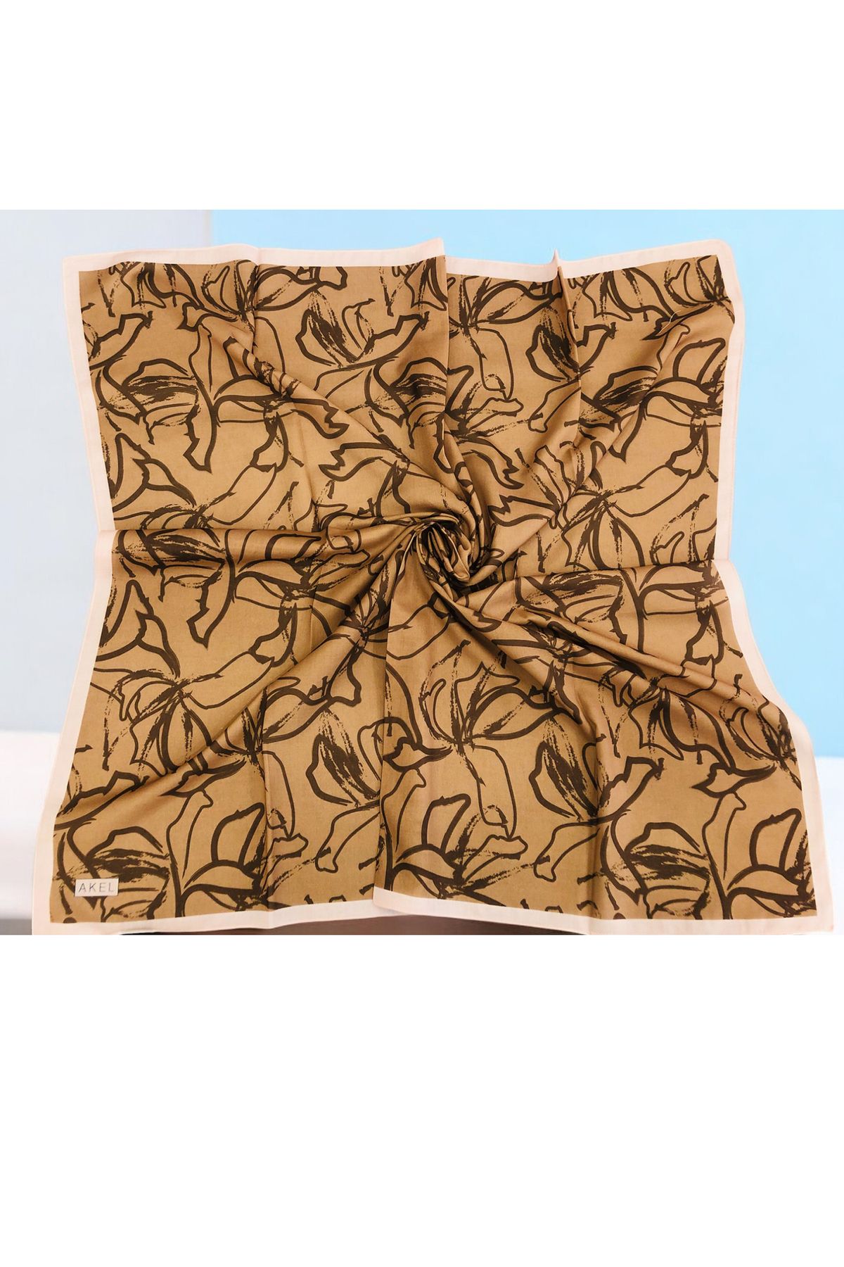 Akel-Pastel Patterned Digital Soft Scarf - 95x95 3