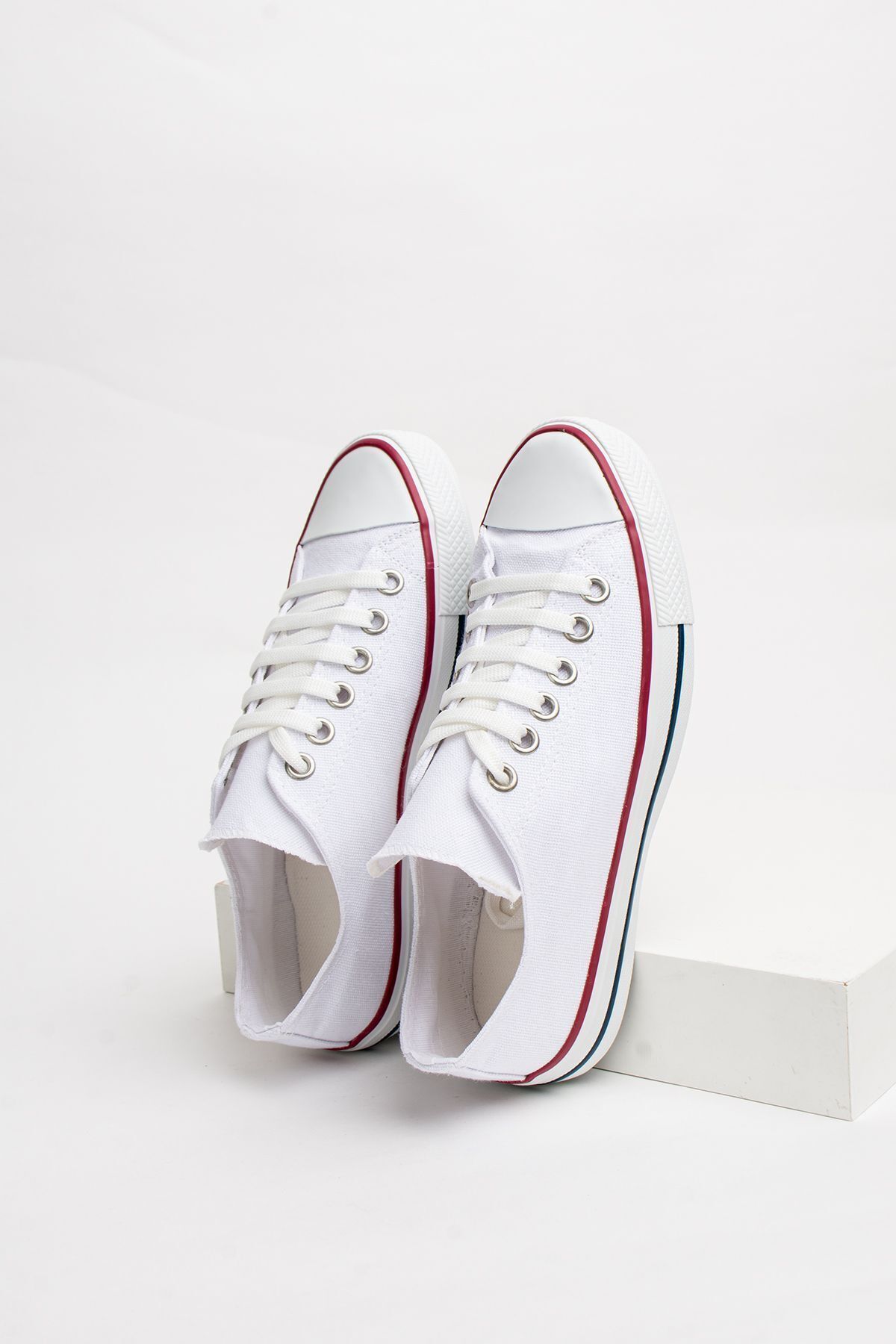 Pembe Potin-Unisex White Sneaker Linen Sports Shoes Mother Father Kids Set 4