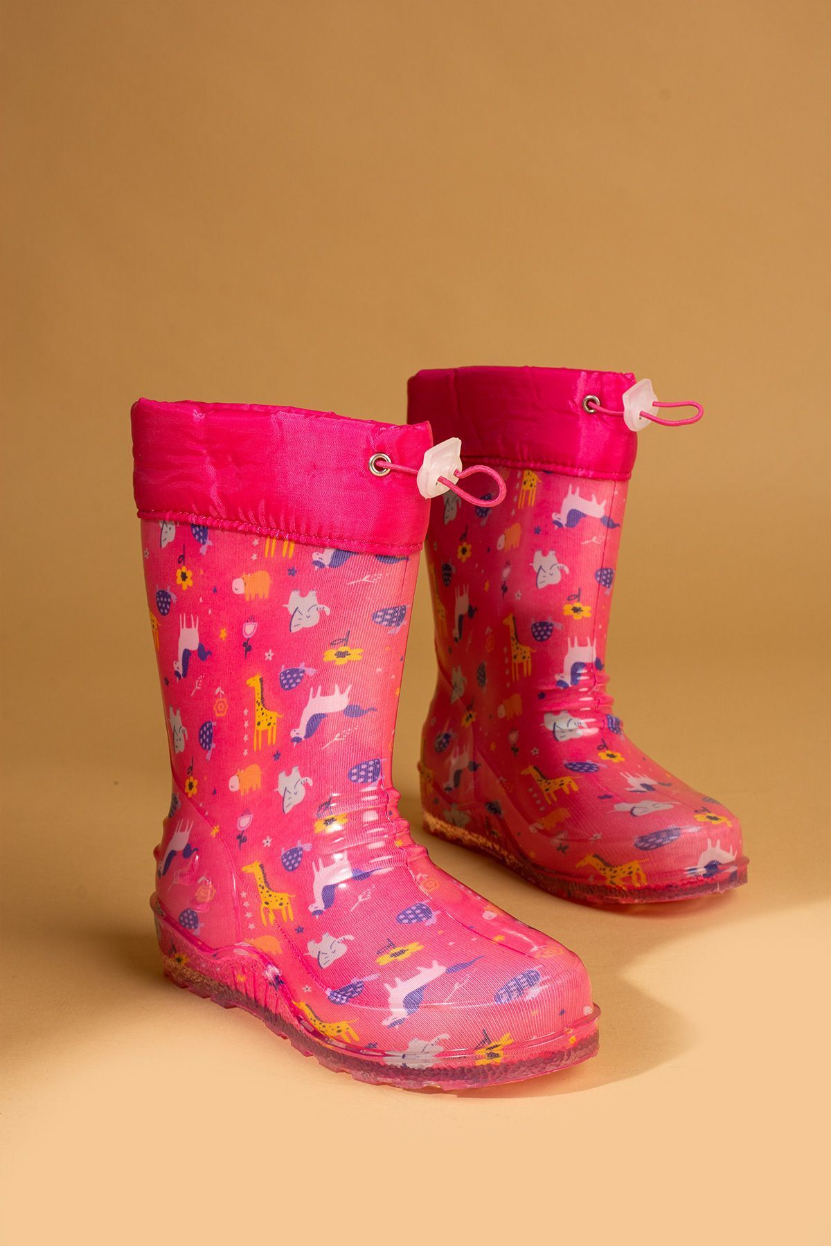 Pembe Potin Pink Animal Patterned Unisex Kids Boots Waterproof and Cute Rain Boots Trendyol