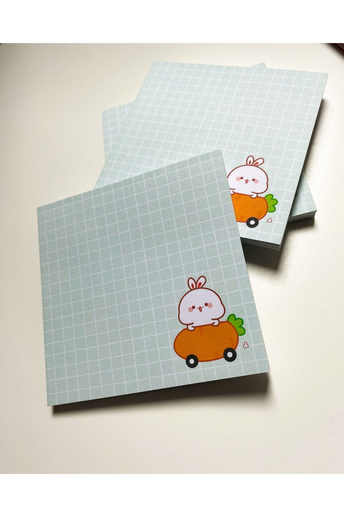 Pine Note-Set of 4 Checkered Rabbit Patterned Kawaii Memopad, Notepad, Memo Pad, Notebook, Planner 6