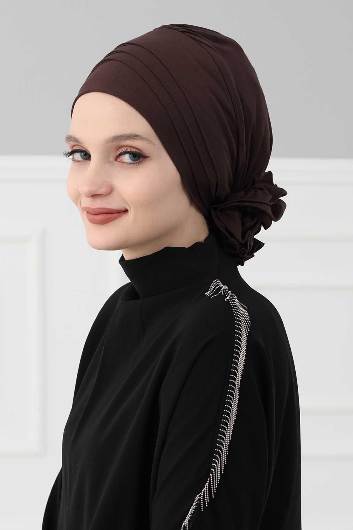 Aisha's Design کاپوت نخی شانه شده صلیب، b-14 قهوه ای