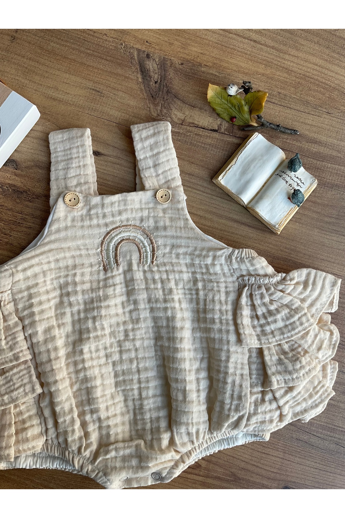 Mini Chics Yulaf Sıfır Kol Bebek Salopet fotoğrafı 2 (önizleme)