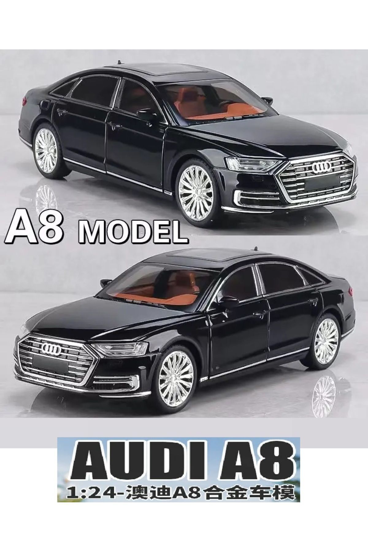 自動車 MINICHAMPS Audi A8 cashmere llic OYUNCAKSAHİLİ Audi A8 Long Quattro 1:24 Metal Araba Diecast Audı 6