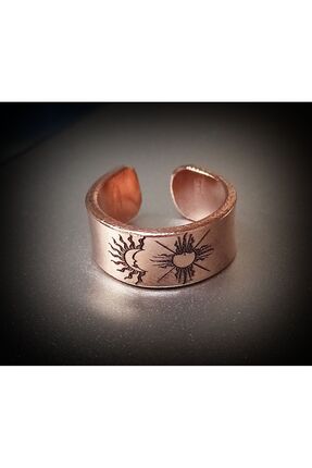 DA Cooper Design Bakır Yüzük Güneş & Ay Sembol Tasarım Bakir Yüzük