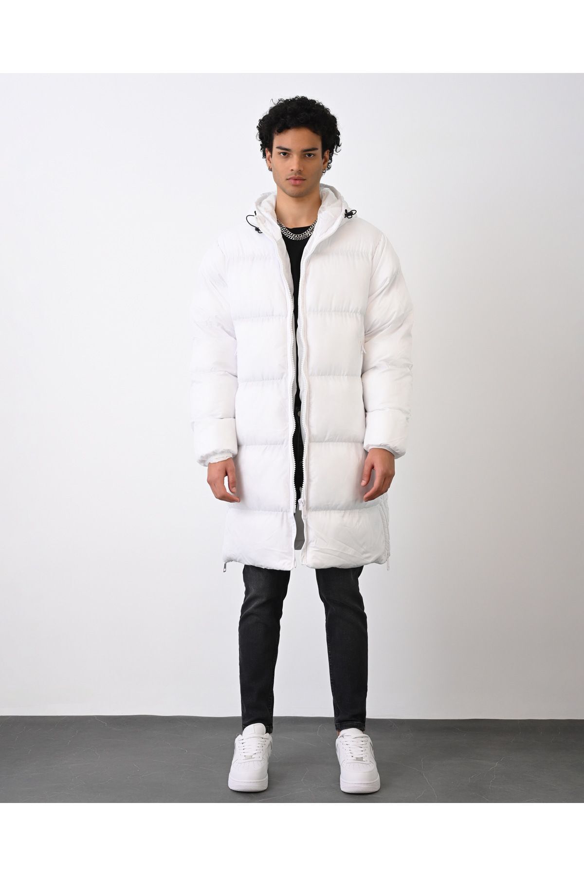 İLKCET MODA-Дълго подплатено мъжко палто с качулка 3