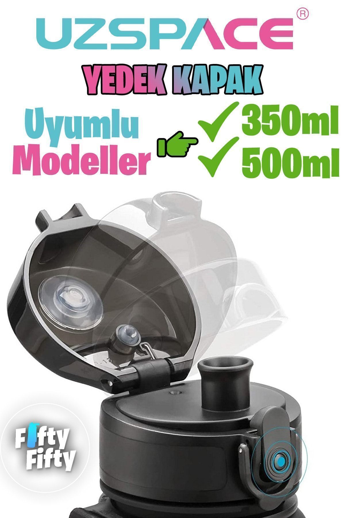 قمقمه ورزشی مشکی 350 500ml سازگار با پوشش یدکی فقط است رنگ سیاه و سفید Uzspace
