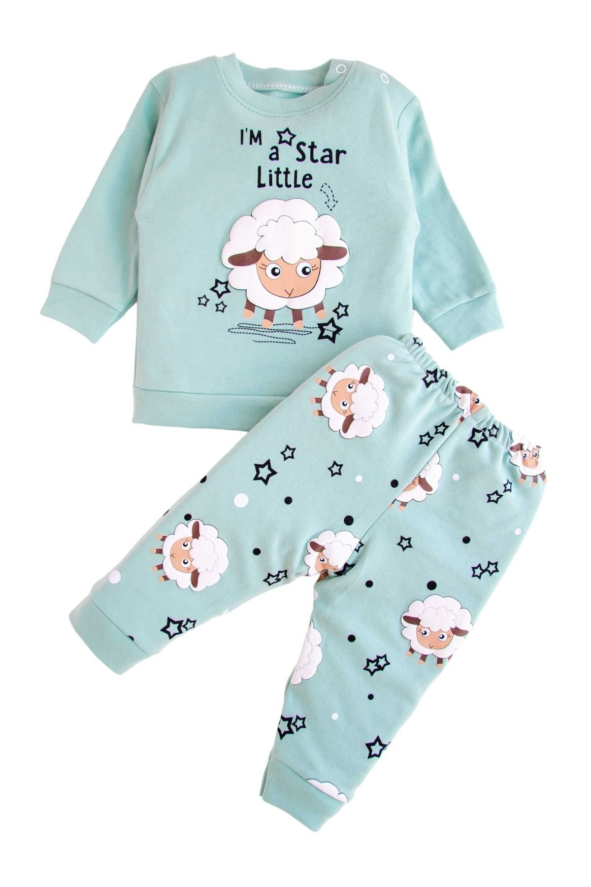 Oz Baby Ozbaby Kuzulu Kabartma Baskılı Bebek Takımları 6-18 Ay