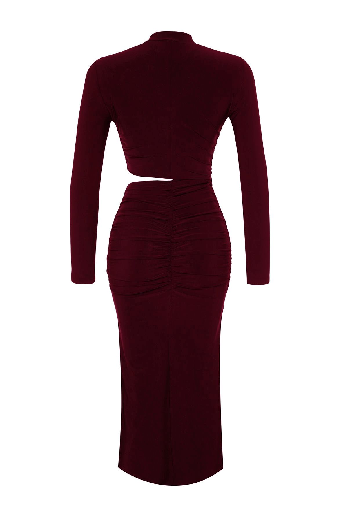 Trendyol Collection-Burgunderrotes, elegantes Abendkleid mit Ausschnittdetails, Nachtabendkleid TPRAW24EL00297 8