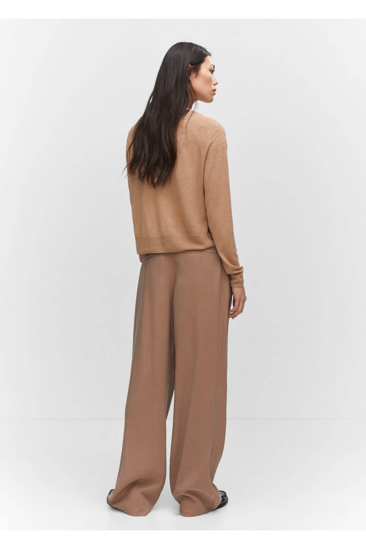 بافت و پلیور زنانه قهوه ای منگوMANGO | 57034407 اورجینال - تصویر 4