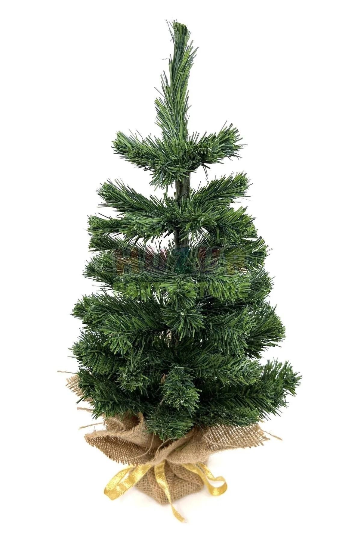 Huzur Party Store 40 Cm Yılbaşı Çam Ağacı 46 Dal Dekoratif Masaüstü Ofis Tipi Dağıtmalık Yeni Yıl Hasır Kumaşlı Ağaç