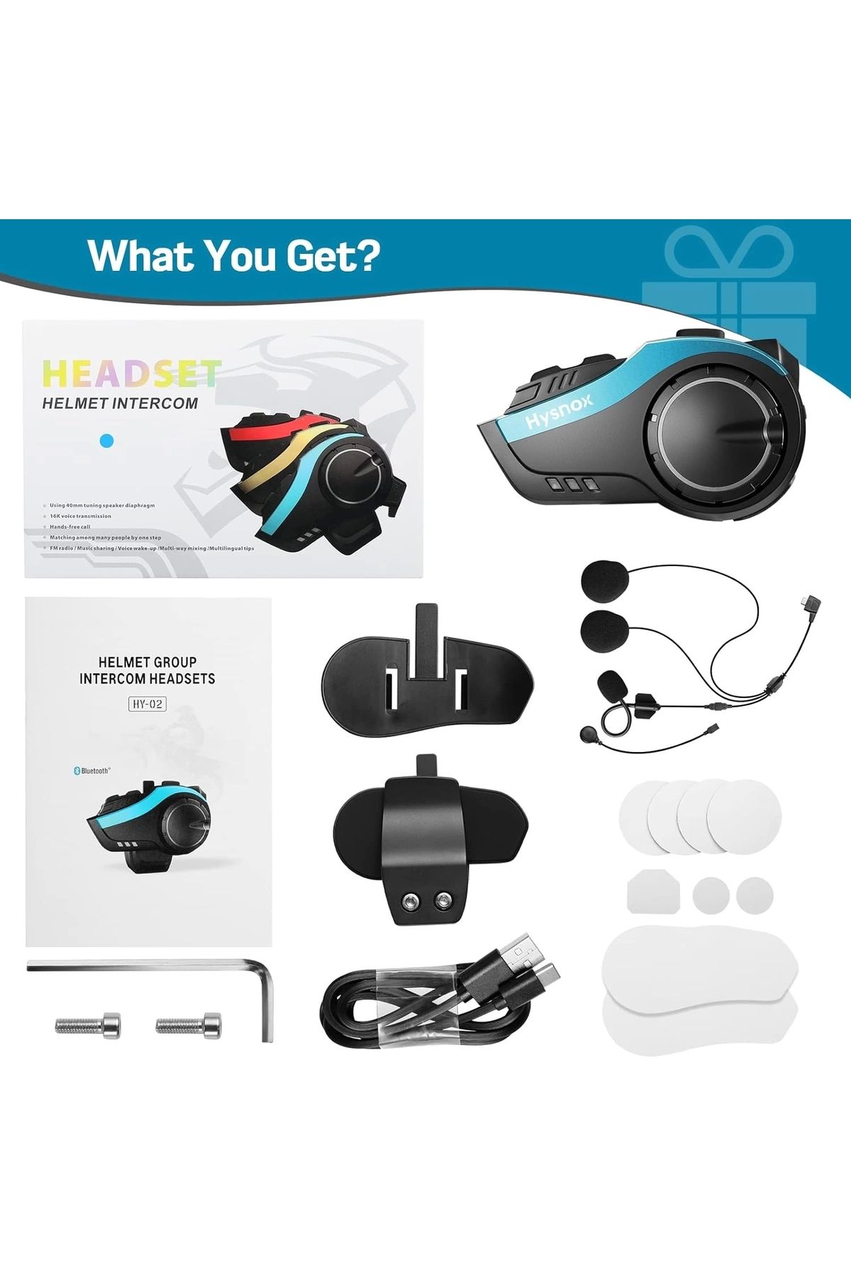 Blackbird Game Center-Hysnox 6 Person Connected 1.000Mt Intercoom Fm Helmet Intercom Headset HY-02 3