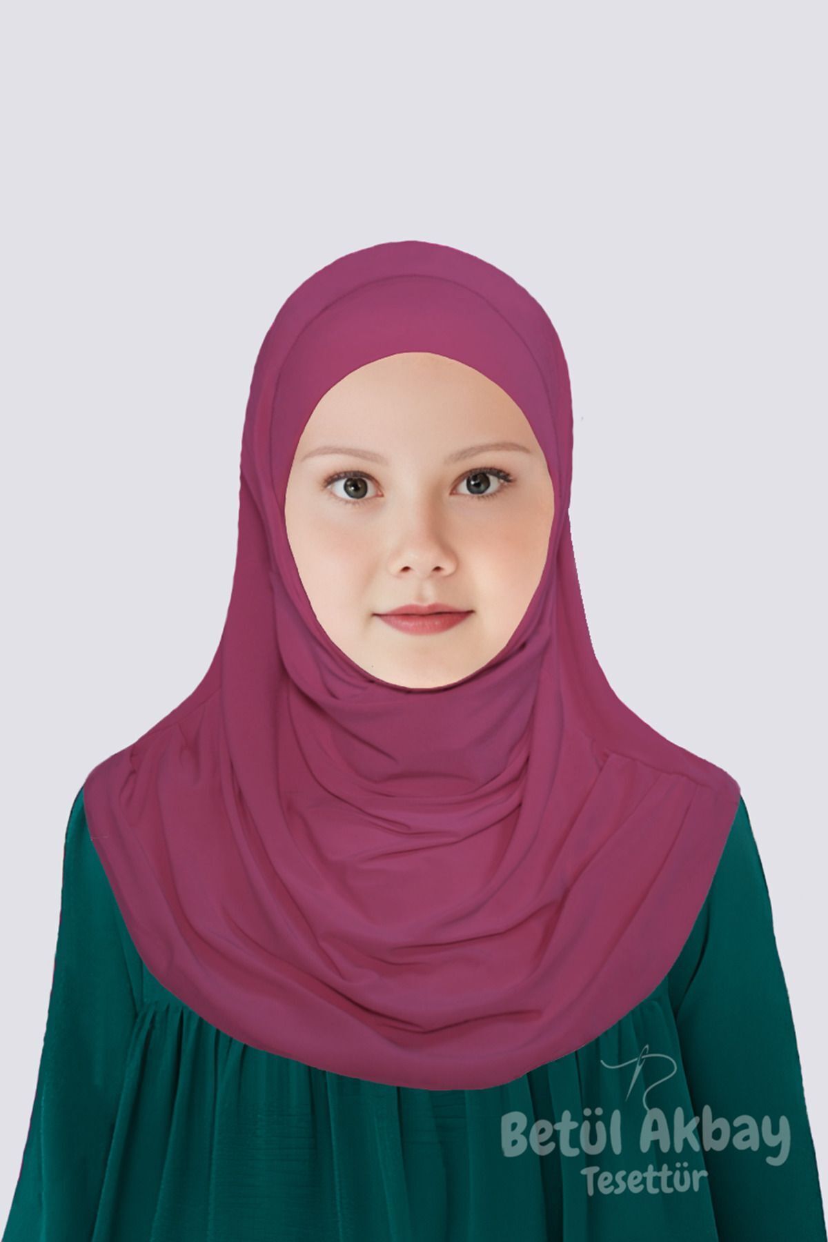 Girls Practical Headscarf Cotton Mary Model Dark Fuchsia