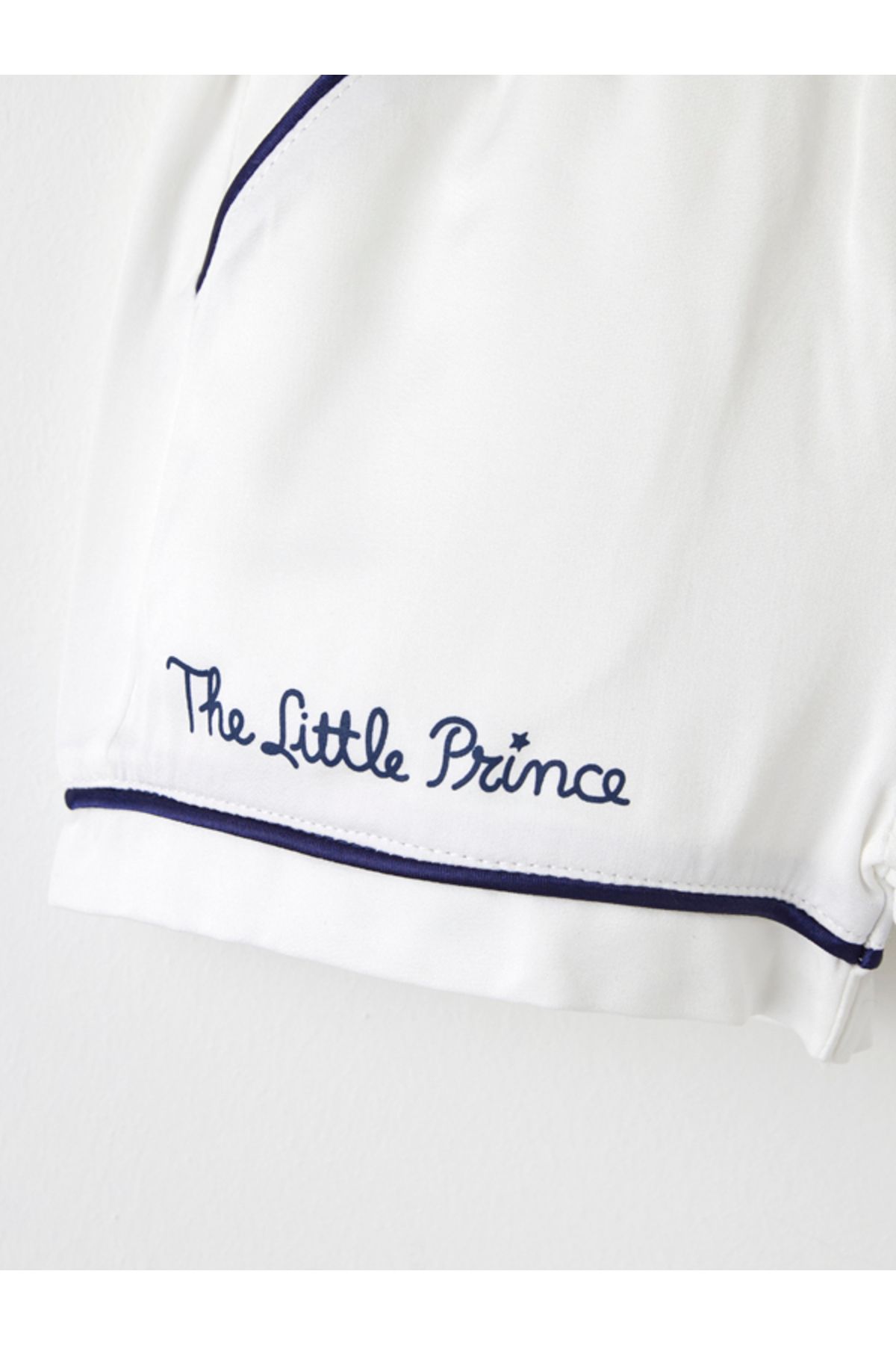 Maya And Luca-Boy's White Satin Pajama Set - Little Prince Patterned, Apache Collar 5