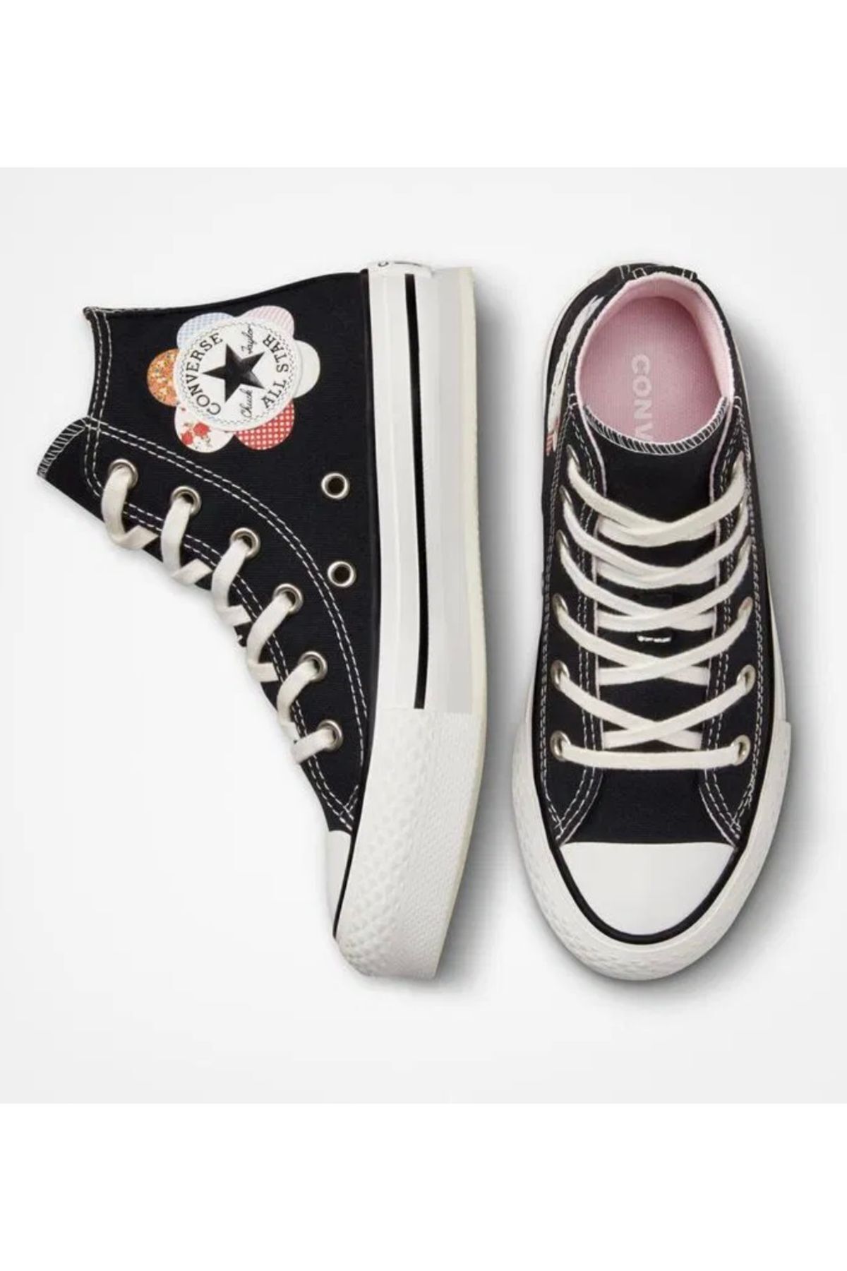 اسنیکر مشکی/صورتی Chuck Taylor All Star Eva Lift Kids Converse کانورس اورجینال - تصویر 8