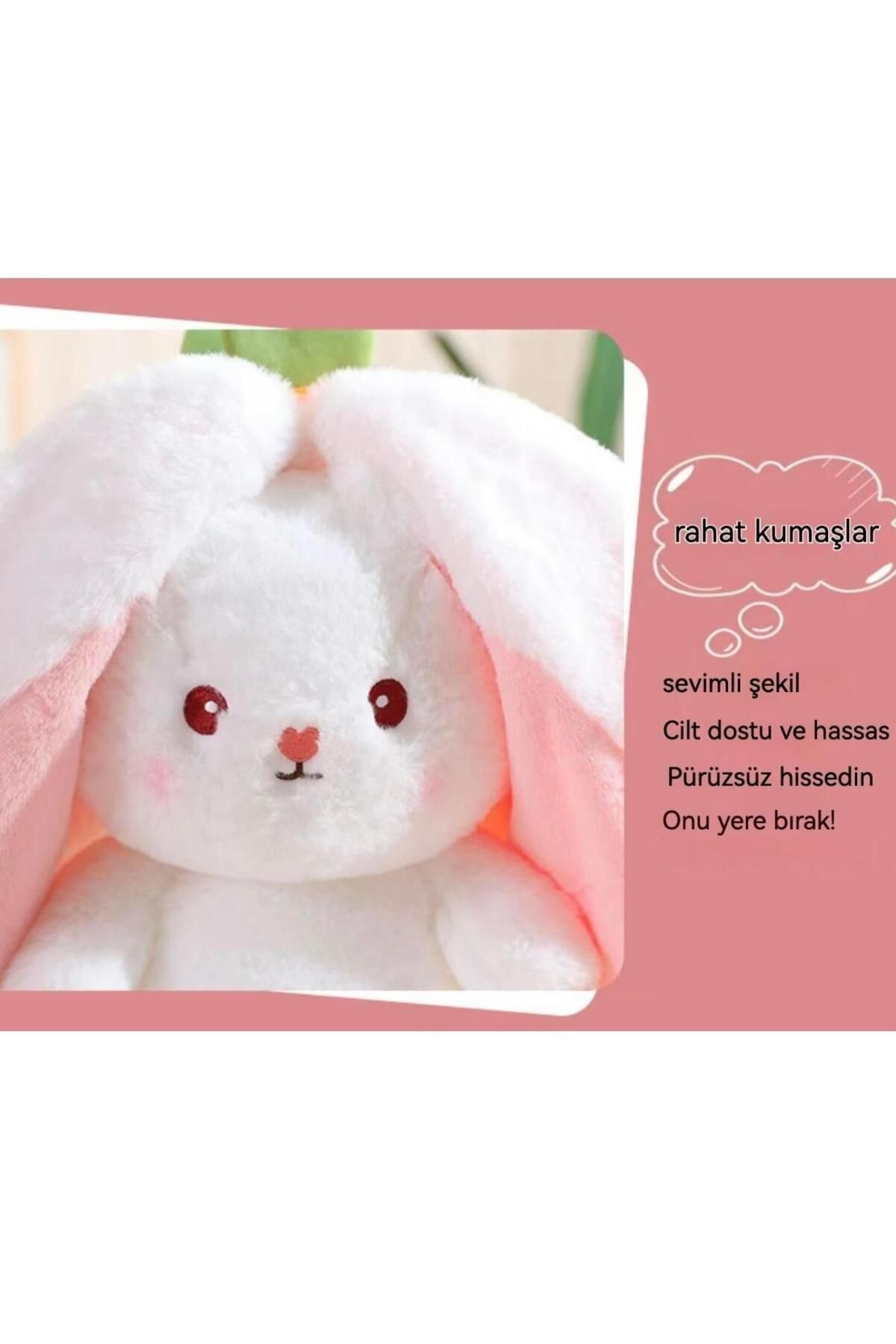 Kids-Strawberry Patterned Zippered Plush Rabbit 8