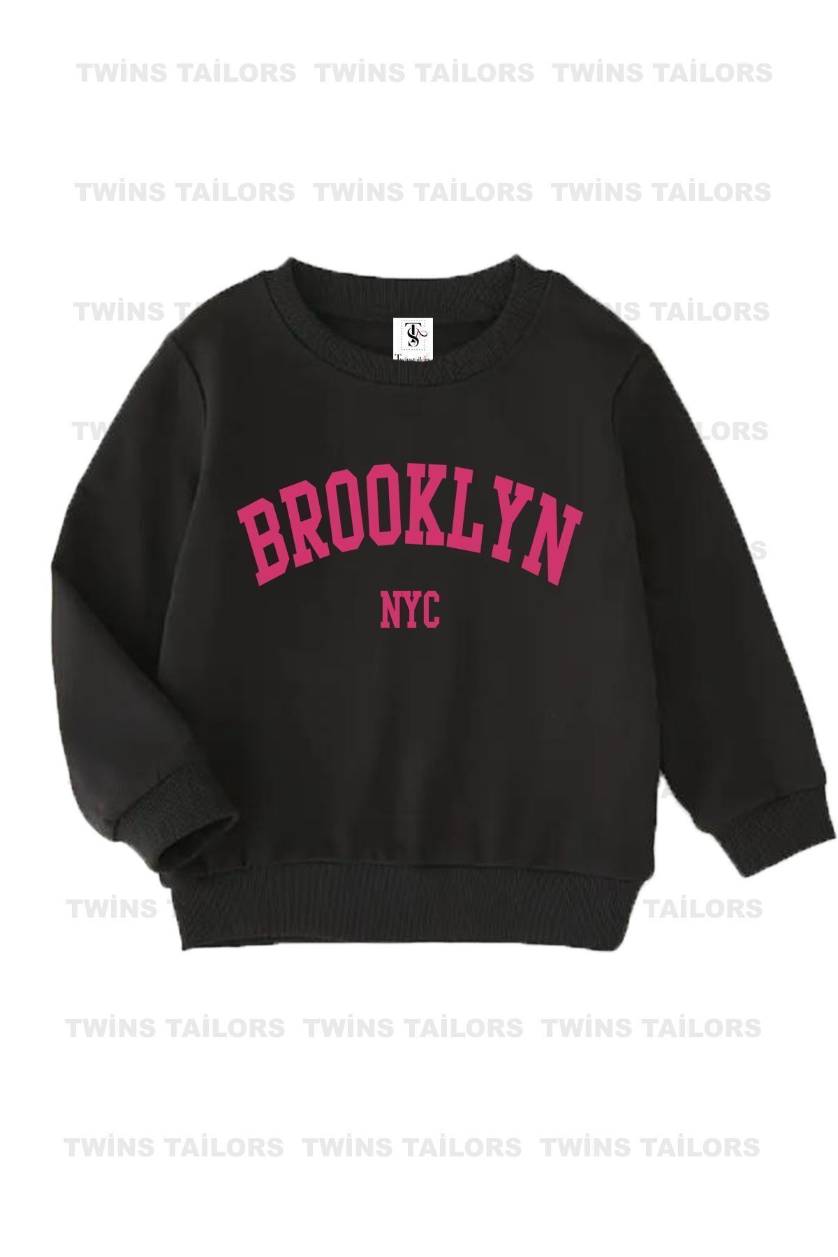 İçi polarlı Kalp Baskılı Kırmızı-Gri-Siyah Üçlü Bisiklet Yaka Kız Çocuk Sweatshirt