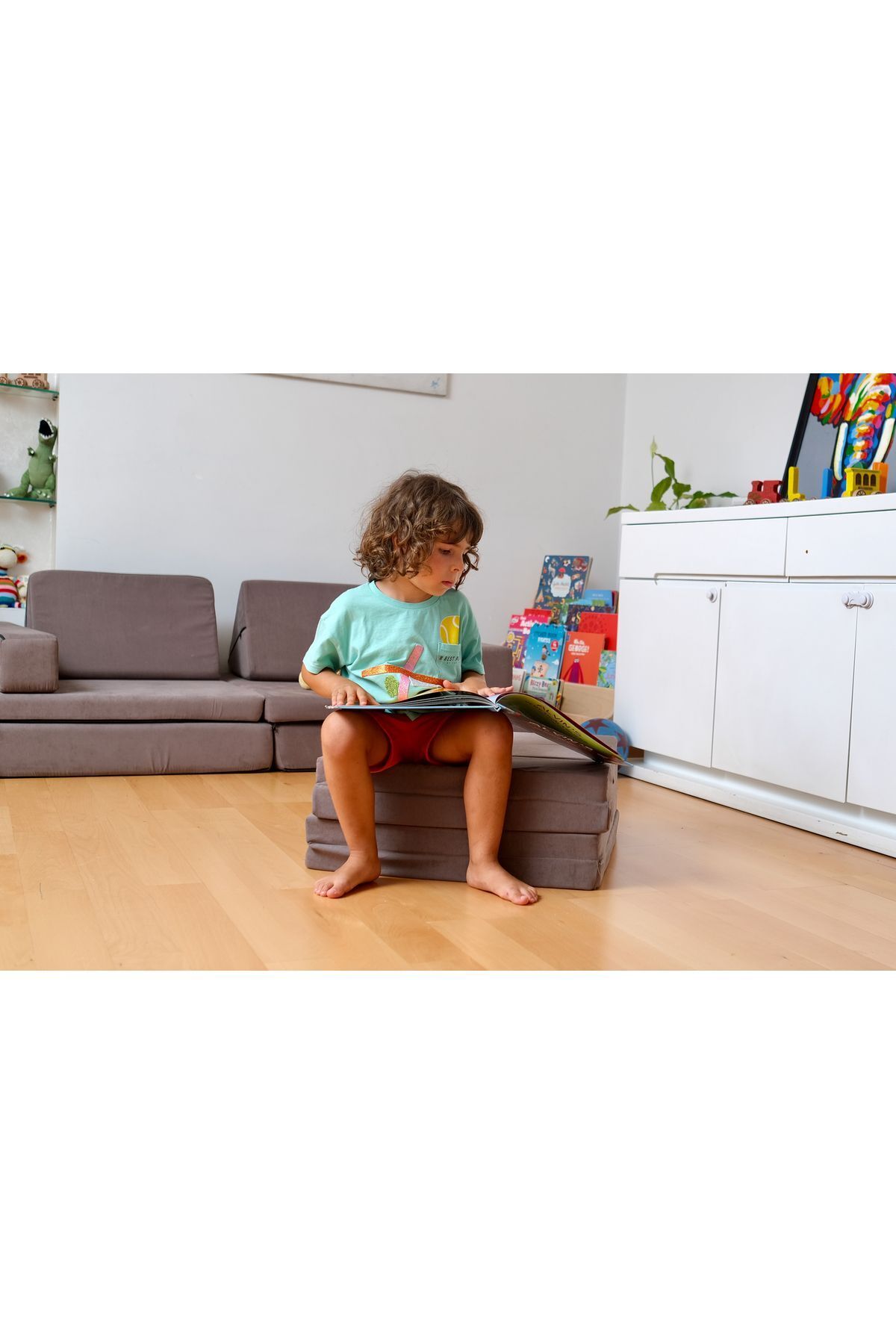 کاناپه بازی کودکان| کاناپه تاشو خاکستری نگت| زیرانداز پازلی بازی کودکان| زیرانداز بازی خلاقانه