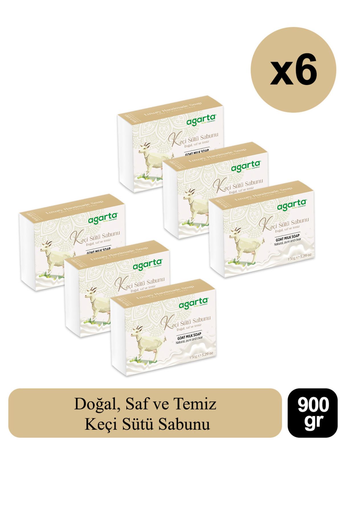 صابون شیر بز طبیعی 150 گرم 6 عدد Agarta
