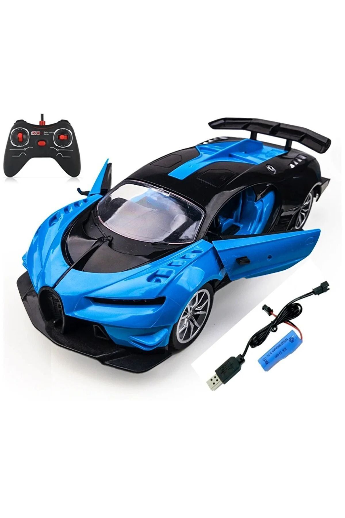 Uzaktan Kumandalı Şarjlı Araba Kapıları Açılan Bugatti Chiron 26,5 cm Şık Tasarım Yüksek Kalite