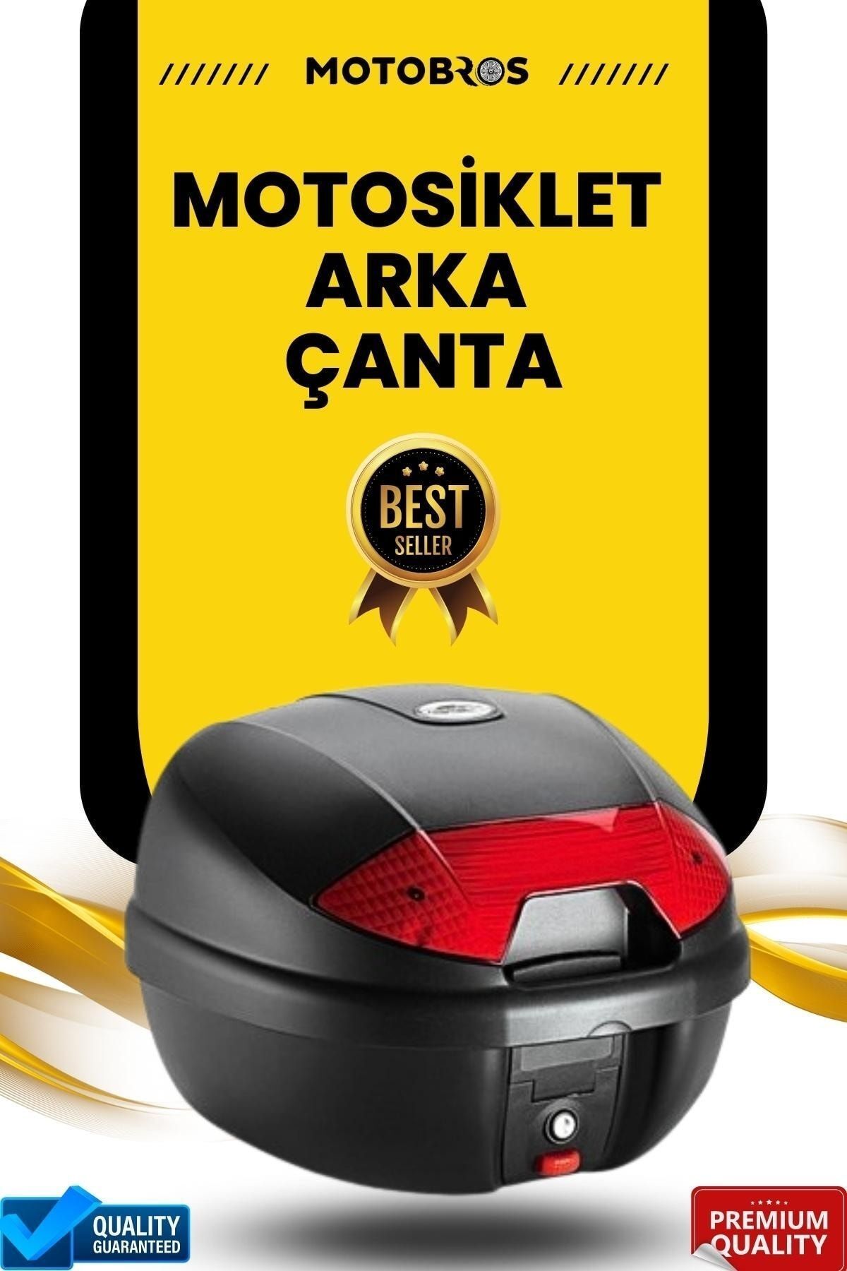 Tiens TİEN Motosiklet Polikarbon Arka Çanta 32 Litre Dayanıklı Kilitli Reflektörlü Topcase