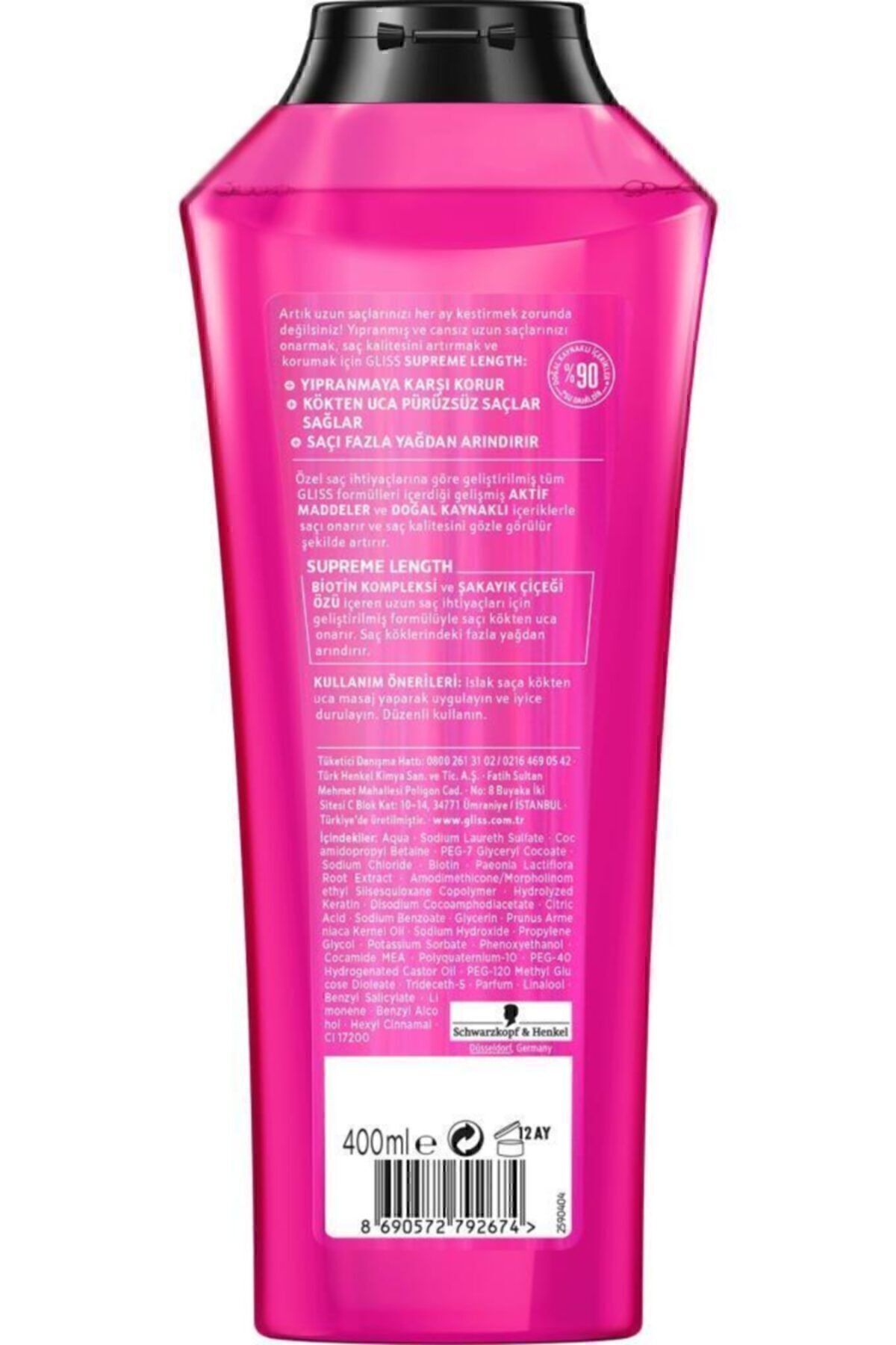 Gliss-Supreme Length 400 ml Protective Shampoo - Biotin Complex and Peony Flower Extract 3