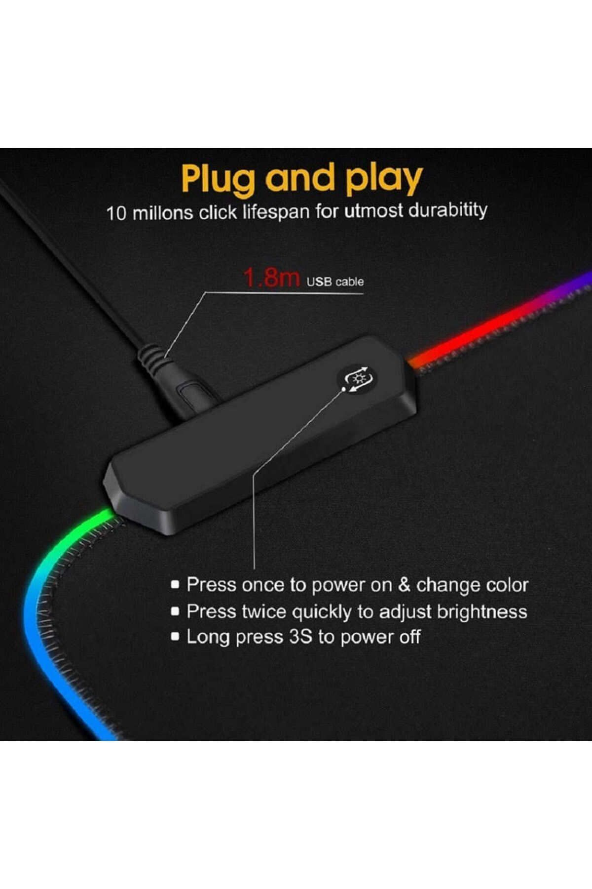 Rgb Mause Pad Led Işıklı 80x30 Rbg Mause Pad Gamıng Mause Pad 6
