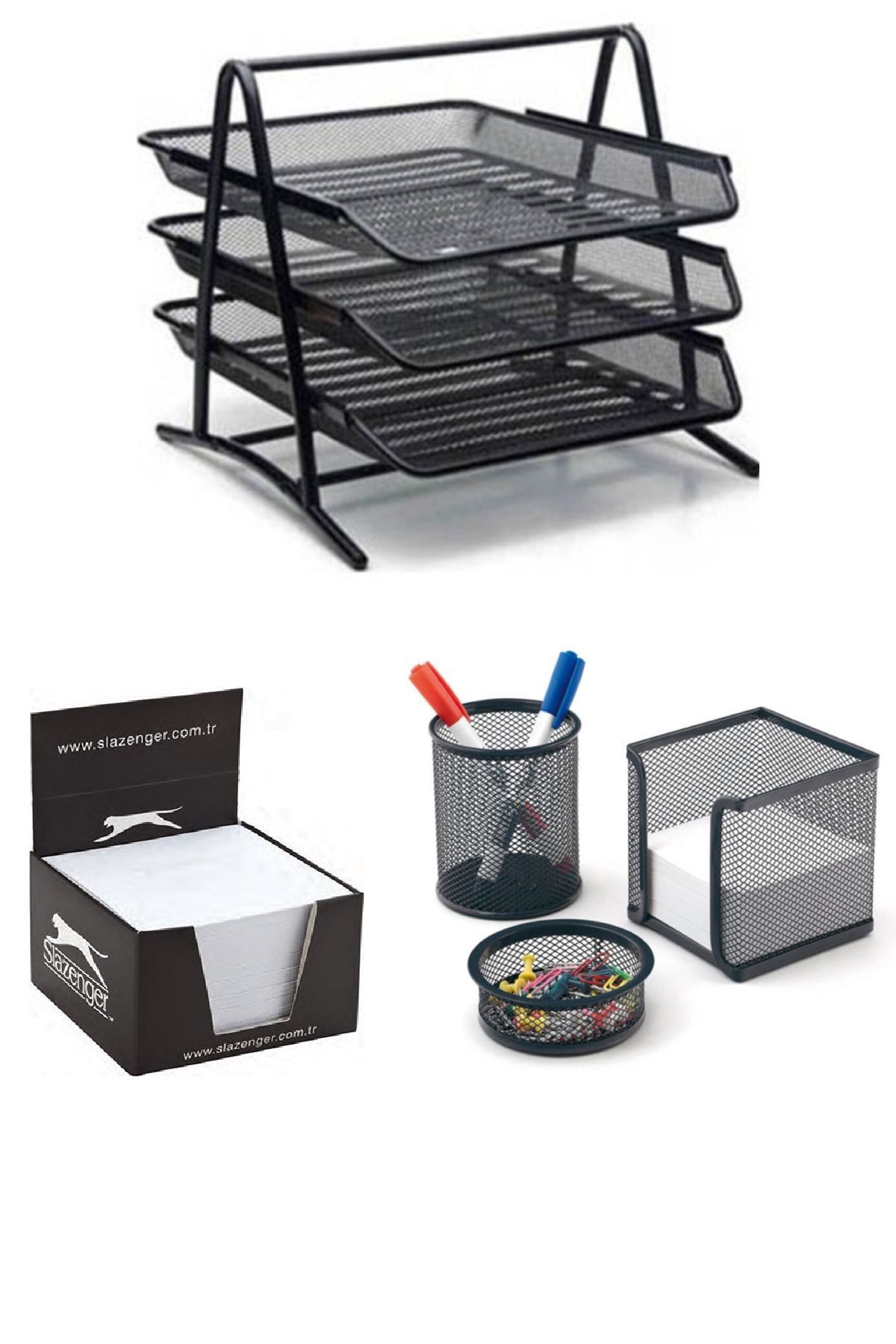 Mas-Set de birou (capsator, perforator, perforator, suport pentru documente, evidențiator, bloc cub) 2