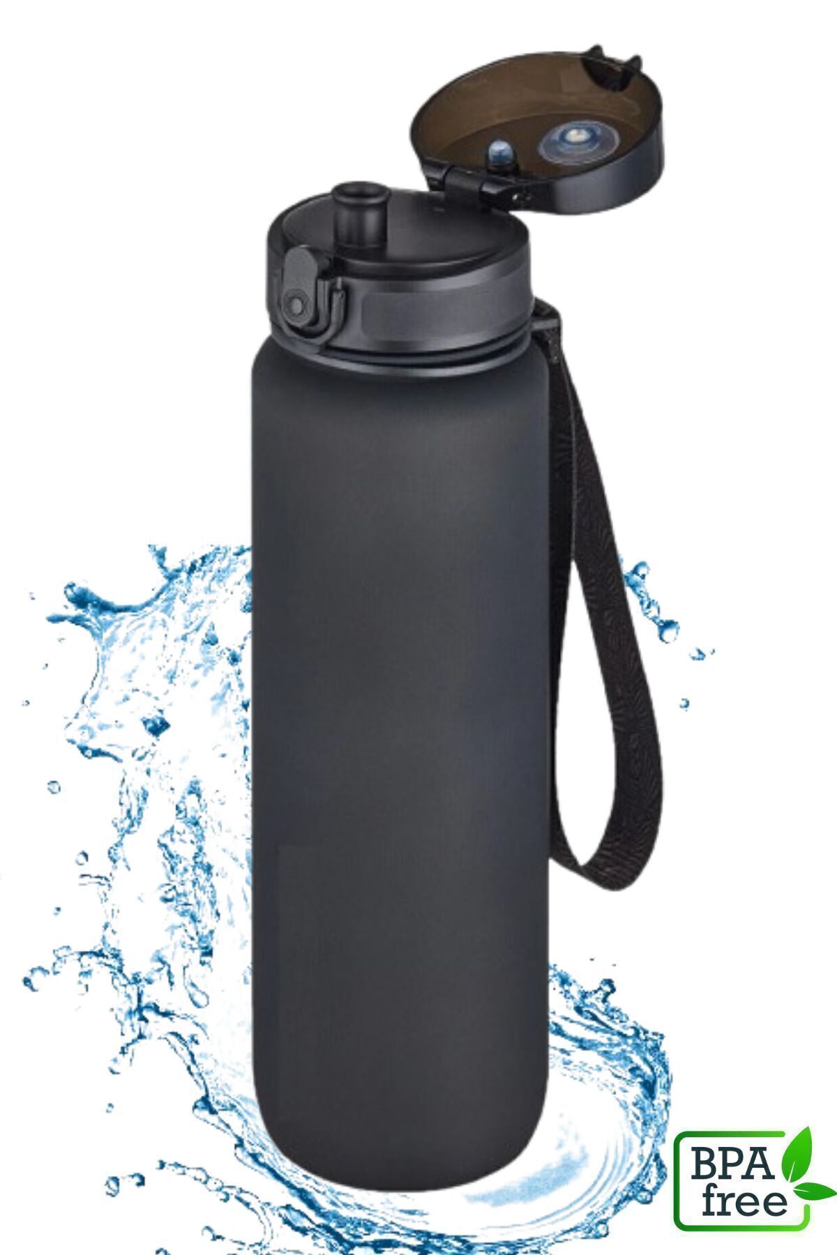 lostraa Su Matarası Tritan 1 Litre Koku Sızdırma Yapmaz Sporcu Matarası Su Şisesi Suluk Motivasyonel Matara