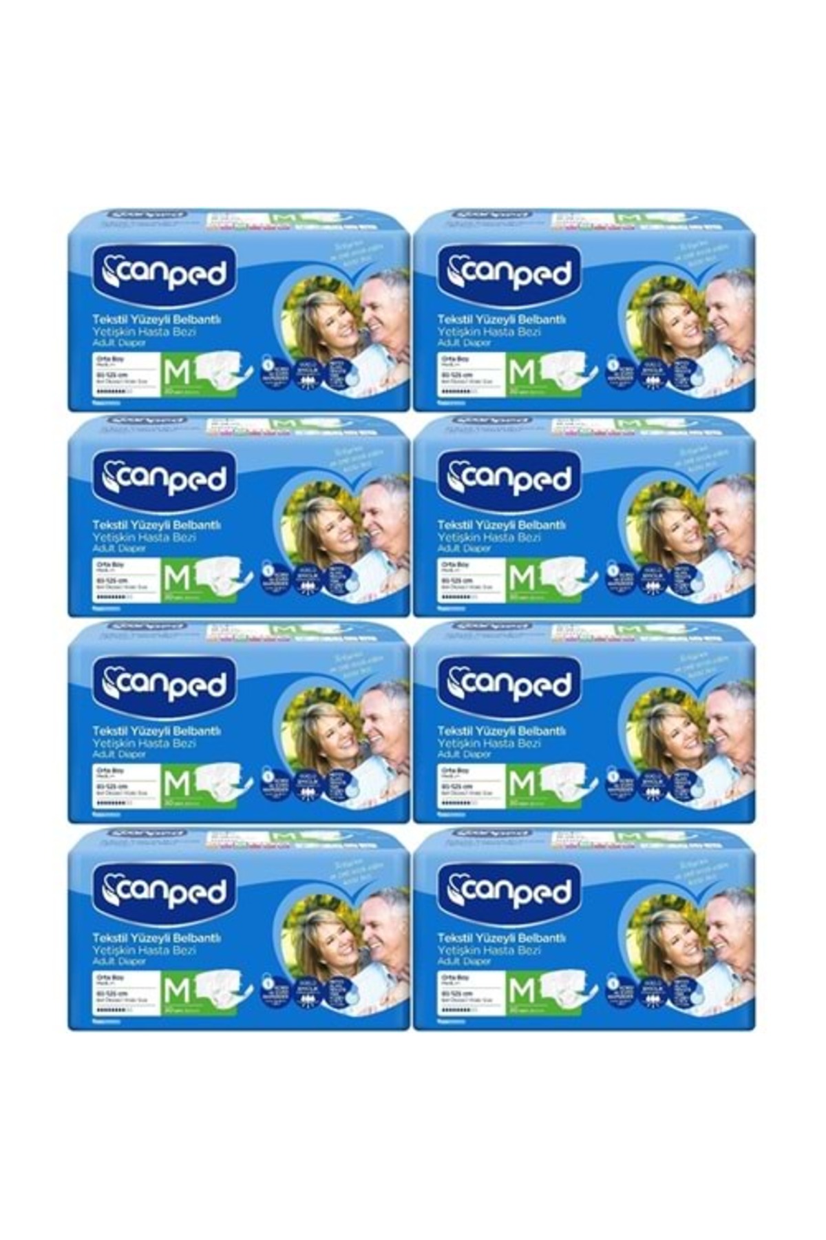 STD Canped Hasta Bezi Yetişkin Bel Bantlı Tekstil Yüzey M-Orta Boy 240 Adet (8PK*30) ( TEKLİDİR )