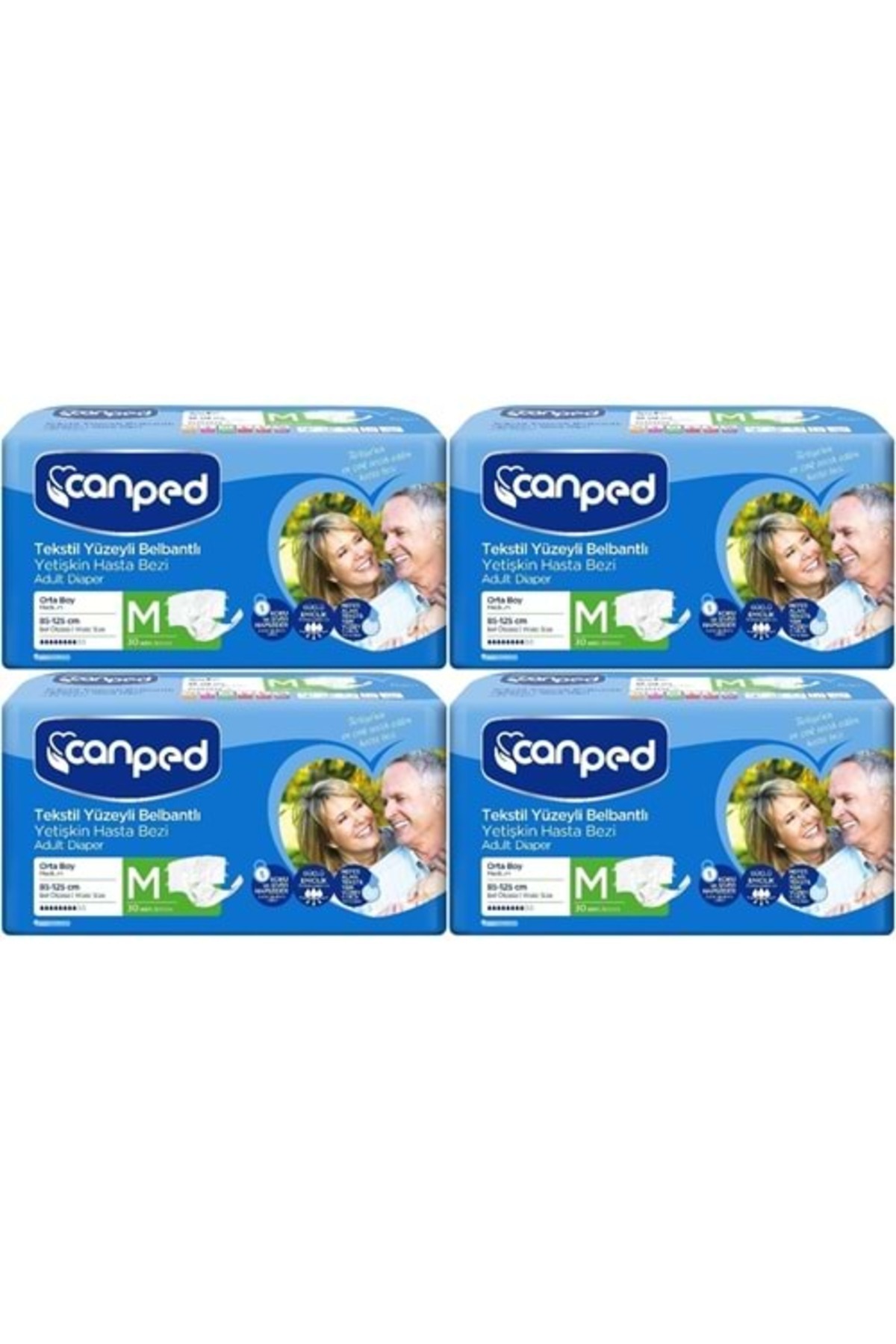 STD Canped Hasta Bezi Yetişkin Bel Bantlı Tekstil Yüzey M-Orta Boy 120 Adet (4PK*30) ( TEKLİDİR )